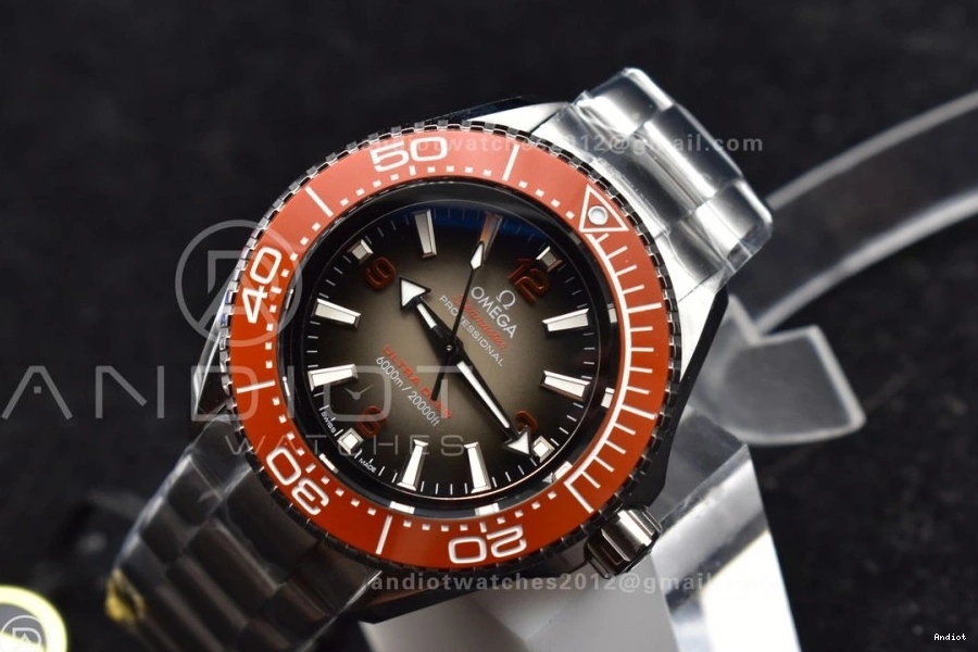Ultra 6000M Edition Bracelet Best 1:1 on Seamaster UrbanStyle TF Ceramic 1074 A Bezel Gray Deep SS SS Orange Dial 0723